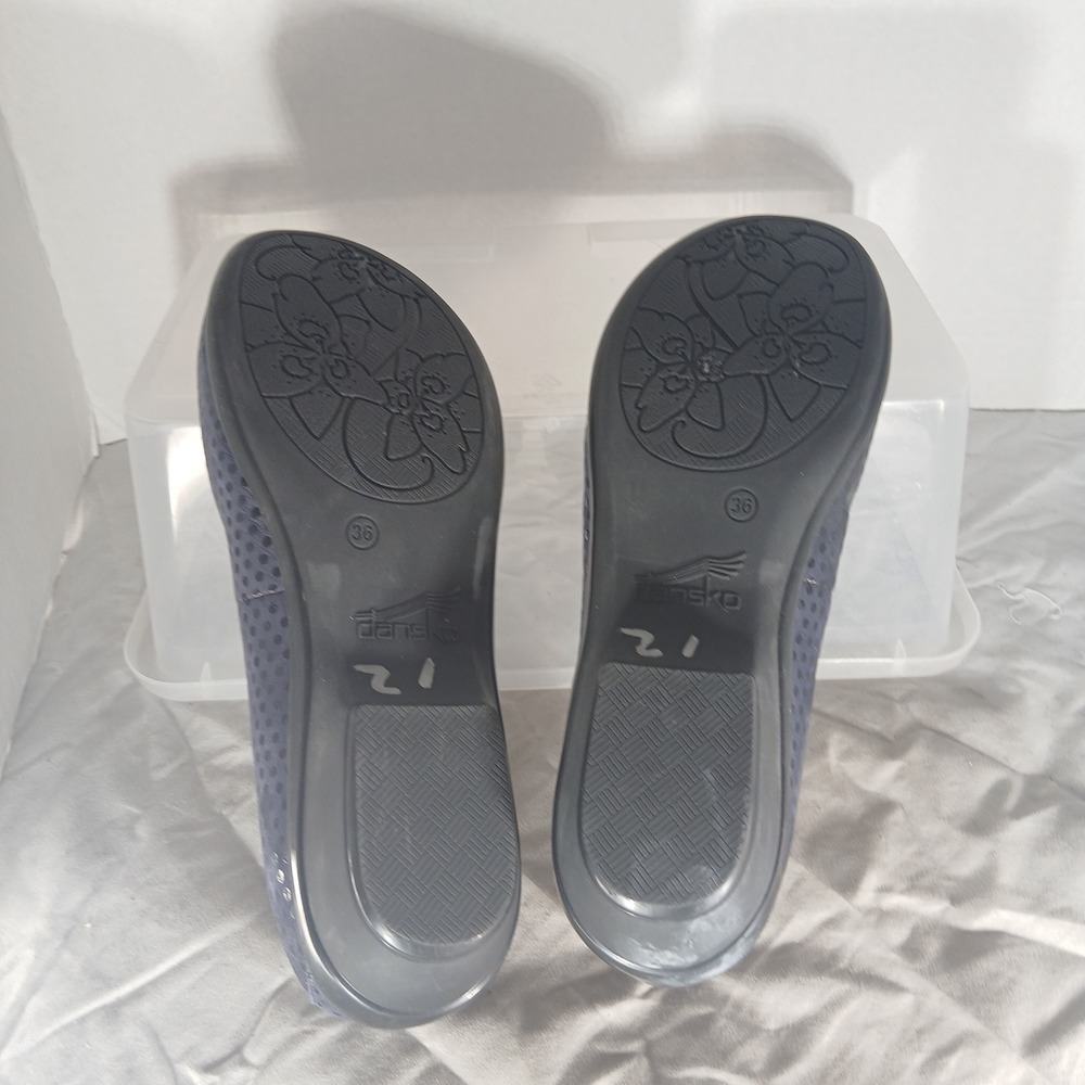 Dansko Ainsley Navy Blue Metallic Polka Dot Leather Loafers Shoes EU 36 US 5.5-6 - Picture 8 of 11